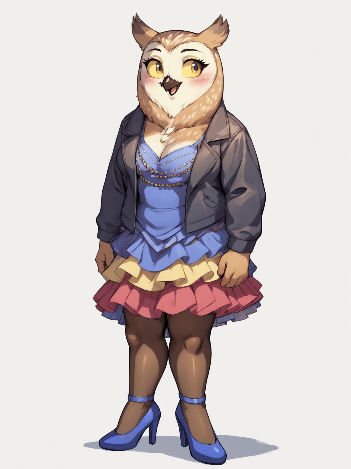 score_9,score_8,source_furry,
<1girl:1.5>,
<solo:1.5>,
Wanda_Pierce, Wanda_Bojack, 1girl, solo, high heels, dress, yellow sclera, white background, smile, jacket, colored sclera, simple background, blush, blue footwear, open mouth, pantyhose, full body,
 <lora:Wanda_Pierce:1> wanda_pierce