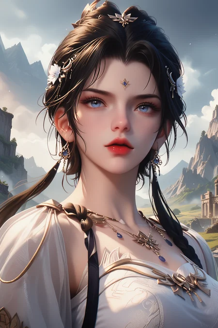 score_9,score_8_up,score_7_up,
<lora:QingYi_Pony:0.9>,
qingyi, 1girl, epic fantasy landscape, dark and ominous skies, towering mountains, ancient ruins, fierce battle scene, dramatic lighting, intense atmosphere, rich details, high-resolution artwork, perfect for a gaming wallpaper.