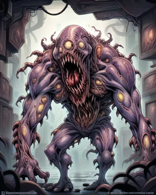 solo,anime,flesh mutant,2d,intricate linework,full color,horrific flesh monster,pulsating eldritch horror,<lora:FleshMonstrosityXL:1>