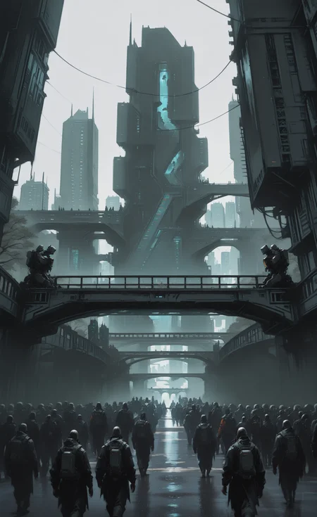 masterpiece, best quality, good quality, newest, highres, absurdres, white background, outdoors, tree, no humans, building, scenery, science fiction, city, road, cityscape, multiple others, bridge, street, skyscraper, tower, people, 6+others, G0zeNA_illu, in the style of ck-sfc,
retro_artstyle, retro, cyberpunk,in the style of cknc <lora:illustriousXL_stabilizer_v1.23:0.3> <lora:NOOB_vp1_detailer_by_volnovik_v1:0.3> <lora:ponyv6_noobE11_2_adamW-000017:0.3> <lora:ck-nc-pastel-cyberpunk:0.7> <lora:retro_scifi_artstyle_illustriousXL-000021:0.7> <lora:G0zeNA_style:0.5> <lora:ck-Sci-Fi-Concepts-IL-000015:0.8>