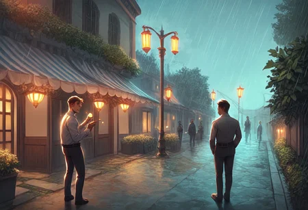 score_9, score_8_up, score_8. score_9, score_8_up, score_7_up, masterpiece, 4k, high quality, (best quality:1.1),anime, beautiful drawing, On a somber, rain-soaked street, a heartbroken man gazes up at the sky, tears mingling with raindrops as he contemplates what lies ahead. The scene comes to life with vivid hues and emotions, capturing the raw vulnerability of the moment. In this evocative painting, the man's disheveled appearance and pained expression are highlighted by the gentle glow of streetlights reflecting off wet pavement. The viewer is drawn into the melancholic atmosphere, feeling the weight of the man's sorrow and uncertainty in the beautifully rendered image.On a somber, rain-soaked street, a heartbroken man gazes up at the sky, tears mingling with raindrops as he contemplates what lies ahead. The scene comes to life with vivid hues and emotions, capturing the raw vulnerability of the moment. In this evocative painting, the man's disheveled appearance and pained expression are highlighted by the gentle glow of streetlights reflecting off wet pavement. The viewer is drawn into the melancholic atmosphere, feeling the weight of the man's sorrow and uncertainty in the beautifully rendered image.