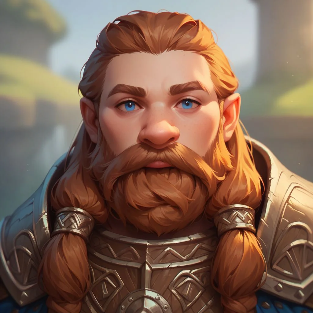 (((beautiful, high quality))), upper Body, score_9, score_8_up, score_7_up,
Dwarf, short stature, big nose, 1boy, male focus, brown beard with pigtails, armor, blue eyes,
looking at the viewer, posing, blurred background,