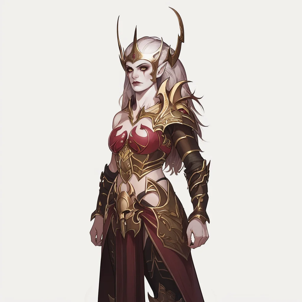 score_9, score_8_up, score_7_up, score_6_up, cowboy shot, warm lighting,
DeathHag, pointy ears, armor, helmet, voluptuous, mature woman,
looking at viewer, arms at sides,
blank white background,
<lora:Death_Hag:0.9>