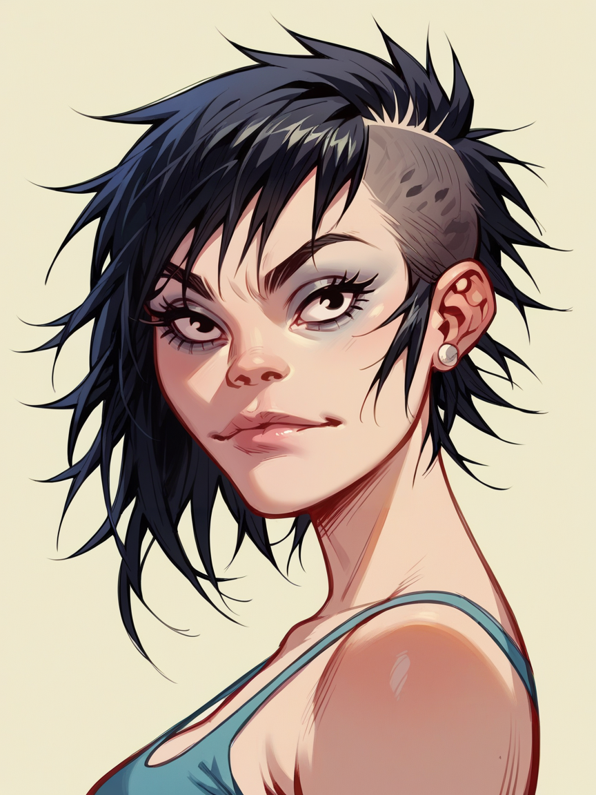 score_9, score_8_up, score_7_up, score_6_up, score_5_up,  <lora:H3wl3ttXLP:1> h3wl3tt, 1girl, black hair,
