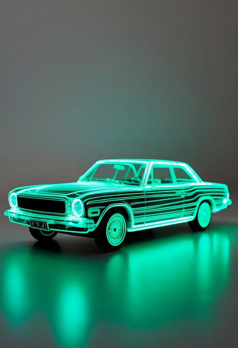 Masterpiece, best quality, kwf, made of, tiny neon glass filaments, w0gf1l, car
