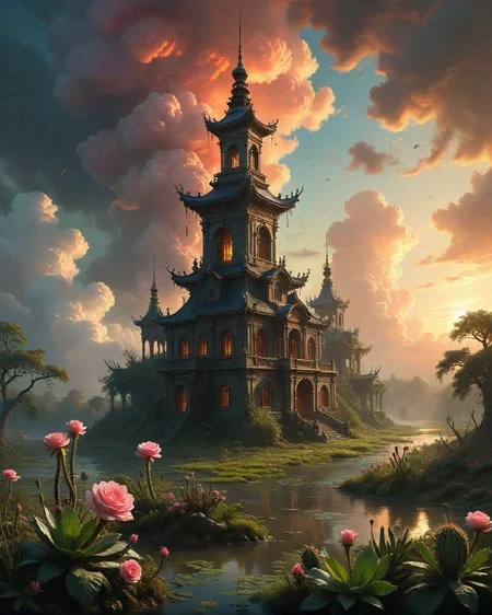 Floodplain meadow with winding oxbow lake, fern fiddleheads uncurling,Titanium pagoda healing with self-repair rituals, Cumulonimbus sunset: Anvil tops blooming into radioactive rose formations, rains that colorize monochrome landscapes, years lasting minutes with hyper-evolution,Neural network dusk training AI hallucinations, Mutations of cacti growing gemstone spines,
artstation, trending on artstation, highly detailed fantasy art, stocking, intricate, elegant, highly detailed, centered, digital painting, concept art, smooth, sharp focus,random rider in landcscape,
<lora:tbh124-sdxl:0.15> style of Jean-Antoine Watteau,
<lora:tbh112-sdxl:0.15> style of Gregory Fromenteau
<lora:add-detail-xl:0.7>
<lora:Flux-XL_Scenery:0.15> flux-scenery,
<lora:Flux-style-xl-lora:0.15> flux-style
<lora:1dkXLP:0.15> 1dk,
<lora:extremely_detailed:0.7> extremely detailed,, Baroque art style, dynamic composition, dramatic lighting, rich colors, intricate details, professional-grade execution, captures the grandeur and theatricality of the Baroque period