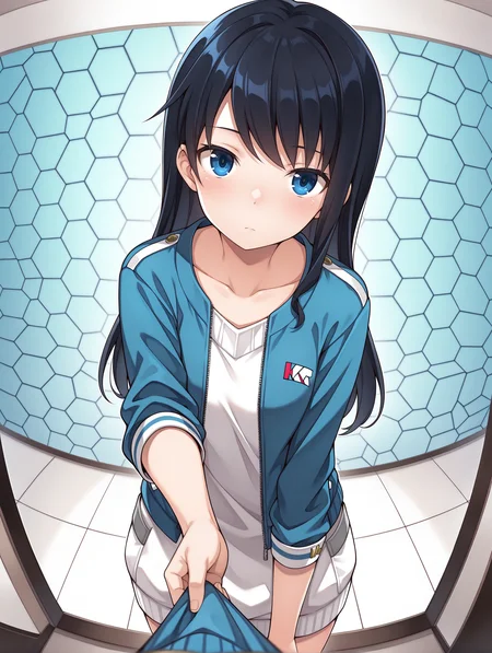 masterpiece,best quality,newest,
1girl,solo,
<lora:k_mutsumi_ilxl_v1.0:1>,k_mutsumi,black hair,long hair,blue eyes,
k_a_s,blue,sweater dress,
<lora:Fixhands_anime_bdsqlsz_V1:1>,face_focus,looking_at_viewer,honeycomb_background,standing,leaning_forward,light_blush,white_background,looking_up,pov,reaching towards viewer,expressionless,embarrass,upper_body,grab your clothes,pov,
