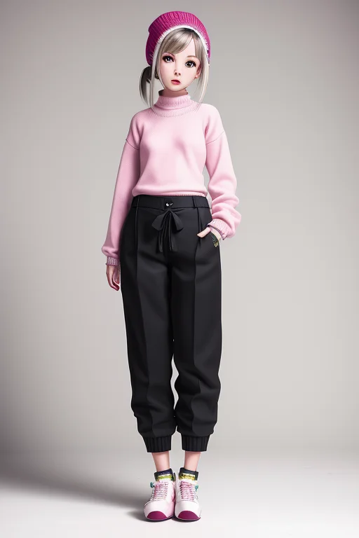 (bada-club:1.0) 1girl woman by bada-club, with pants and a sweater and shoes