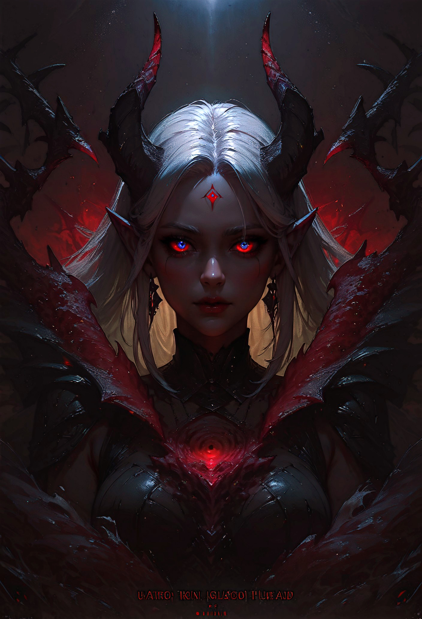 score_9, score_8_up, score_7_up,  1girl, solo, glow eyes, white hair, red light, demon, full face, symmetry, dark theme  <lora:pony/concept_art_darkside:0.8> concept art, realistic <lora:pony/gwent_v2.0:0.6> gwentstyle <lora:pony/expressiveh:0.8> expressiveh