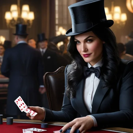 Hyperrealistic art of <lora:Zatanna:1.2>
Zatanna a woman with a top hat and playing cards In Gotham City Universe, Extremely high-resolution details, photographic, realism pushed to extreme, fine texture, incredibly lifelike