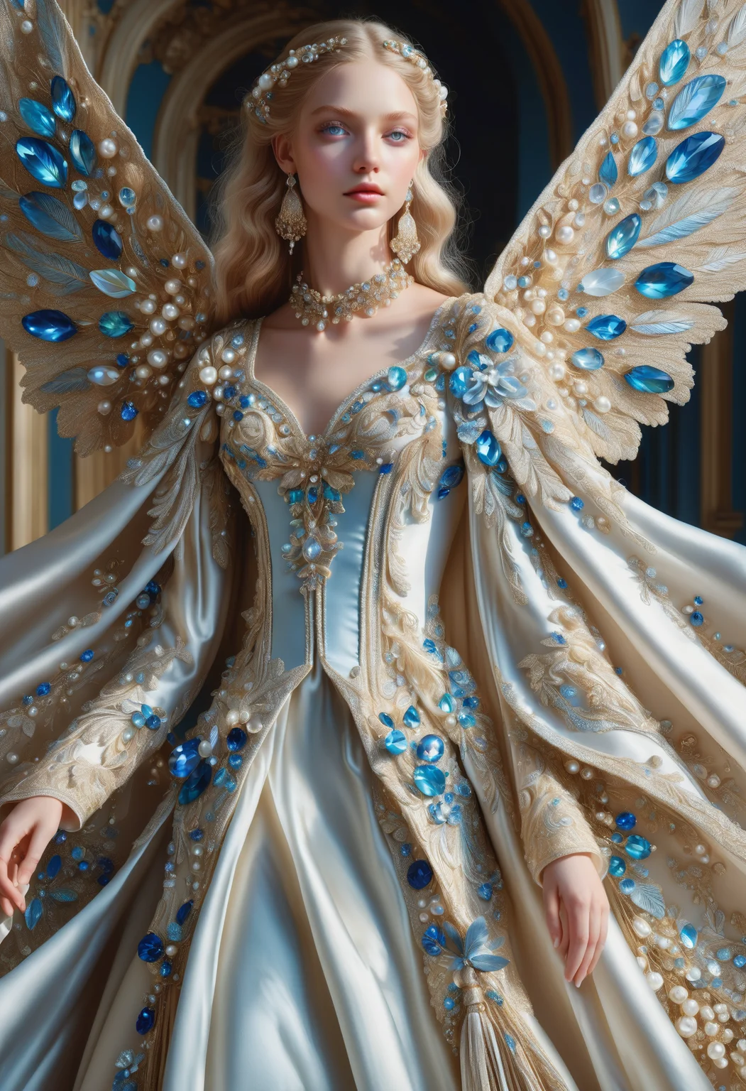 DonMM1yaXL man, baroque Watteau Dresses, Silk Cord Loops, Pearl or Gemstone Decorations, Structured Bodices, Embroidered Skirts, Tassel Earrings, sienna, wings,DonM3t3rn1tyXL, <lora:myLora\DonMM1y4XL-v1.1-000008:.8> <lora:released\DonM3t3rn1tyXL-v1.1-000008:.8> <lora:SDXL\DetailedEyes_V3> <lora:myLora\DonMDr4g0nXL-rb>