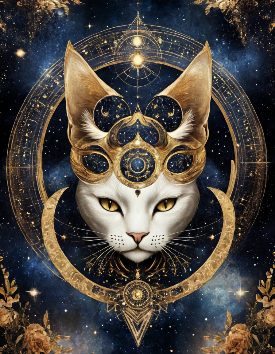 novuschroma83 style symmetrical cat celestial design <lora:novuschroma83 style:1>