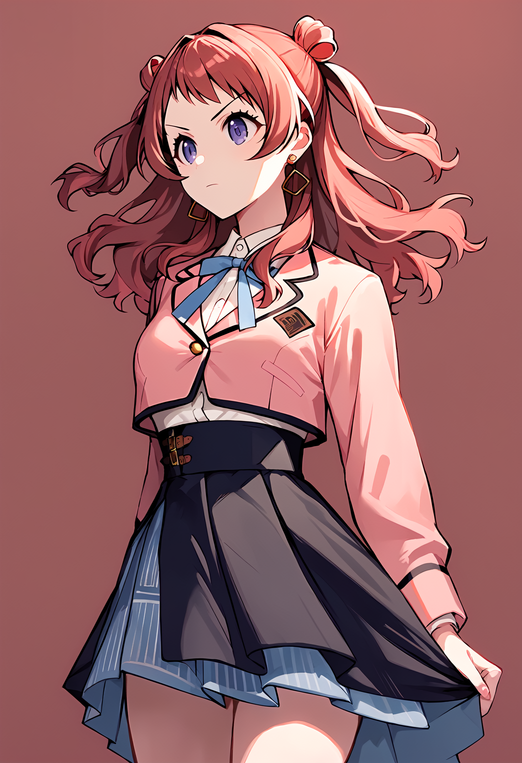 (score_9, score_8_up, score_7_up), 1girl, hanami saki, cowboy shot, simple background, <lora:gakuen-imPO-v2e-000008:0.9>