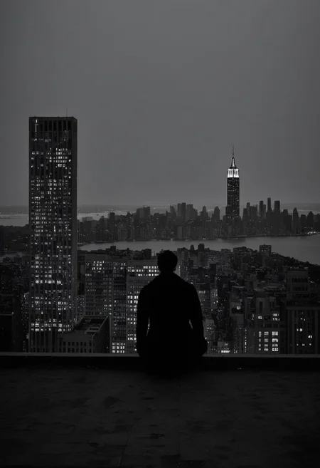 (best quality, masterpiece, colorful, dynamic angle, highest detailed)
Superman sitting on the roof looking at the city New York, feel the daggers in the dark, depression, alone, monochrome, pop of colors, extremely detailed, paranoid, mood, you make me feel fucking sad