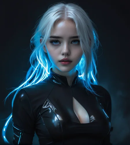 masterpiece,high resolution,8k,
3xpression,,1girl, ,black clothes,glow,upper body,white hair,
<lora:emogirlXL:0.6>,3xpression,