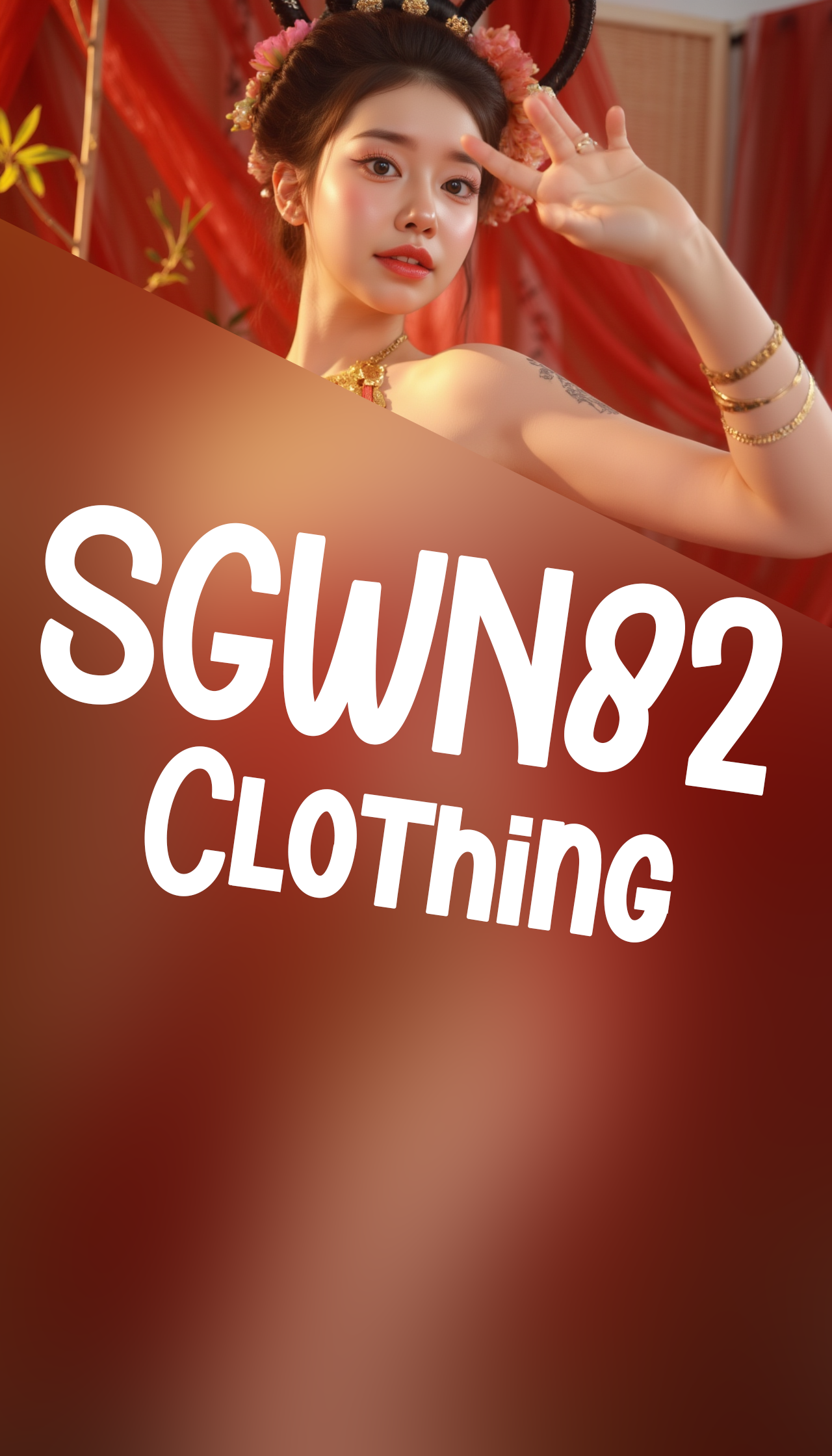 A professional, high-resolution image of a young woman is posed standing in a natural S-curve in the body silhouette. This classic posing technique creates visual interest and a sense of elegance.

She is wearing a red SGWN82Clothing. Her makeup is dramatic, with dark eyeliner and bold, glossy pink lips. 

The lighting features a high-contrast, monochromatic white color scheme that creates a moody, intimate atmosphere. 

The photography technique uses what appears to be soft lighting to create a glamorous effect, with careful attention to highlighting contours while maintaining the dominant light brown color scheme throughout the frame.

The overall aesthetic combines elements of fashion photography, traditional Asian visual motifs, and contemporary boudoir styling. The dramatic light brown lighting creates a cohesive visual theme that ties all elements of the composition together.

The white light emit on her to show her feature.