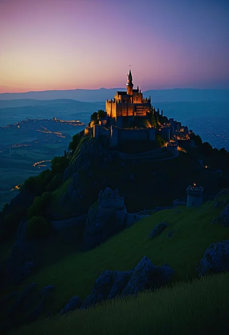 score_9, score_8_up, score_7_up,
amazing landscape of a world filled with gorgeous castles on hilltops, dusk, detailed, awesome lighting, uplifting, torches are being lit at the closest of the hilltop citadels,
incredibly realistic, clear, focused, 8k, masterpiece, epic, highest quality,