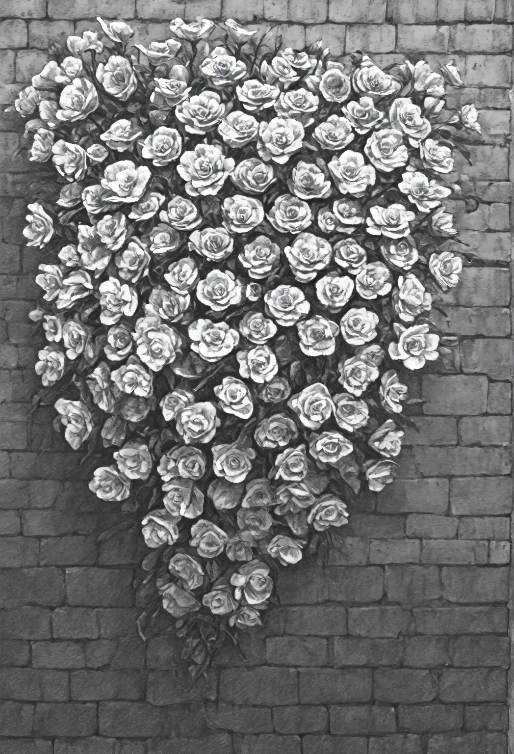 no human, brick wall, flower, very awa, masterpiece, best quality, highres, absurdres, <lora:SketchArtV2:1>, greyscale, monochrome, sk3tch, hatching/(texture/)