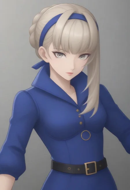 source_anime, anime screencap, source_anime, auratheguillotine, anime screencap, masterpiece, source_anime, shiny skin,,,,,,,,masterpiece,meropep5x, blonde hair, hairband, braid, bangs, grey eyes, blue shirt, belt, black gloves, long blue skirt, black pantyhose,