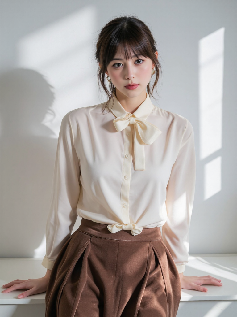There are wonderful studio lights and various reflections,
18yo beautiful cute girl with blushing and female orgasm.skin naturally showing the texture of blood vessels and detailed pale skin,
--,
<lora:Nakajo_Ayami_f1:1>,she is Nakajo Ayami,
(Velvet_midi_skirt:1.5),(Satin_blouse_with_bow_tie:1.4),(Pointed-toe_mules:1.3), She was in a bright spring day, with Japan's Mount Fuji reflected in the lake, the waves reflecting the sunlight to form light spots, which were also reflected on her face, the cherry blossoms were in bloom but the atmosphere was a bit lascivious and erotic, because she was preparing to perform in an adult film, the scene was a bit surreal.,#æåªå¯å£«å±±