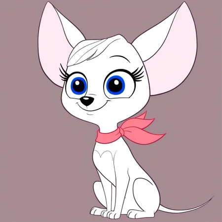 score_9, score_8_up, score_7_up, masterpiece, 1girl, solo,
chloe_bhc, feral, chihuahua, white fur, blue eyes, pink neckerchief, full body, sitting, smiling, happy, simple background