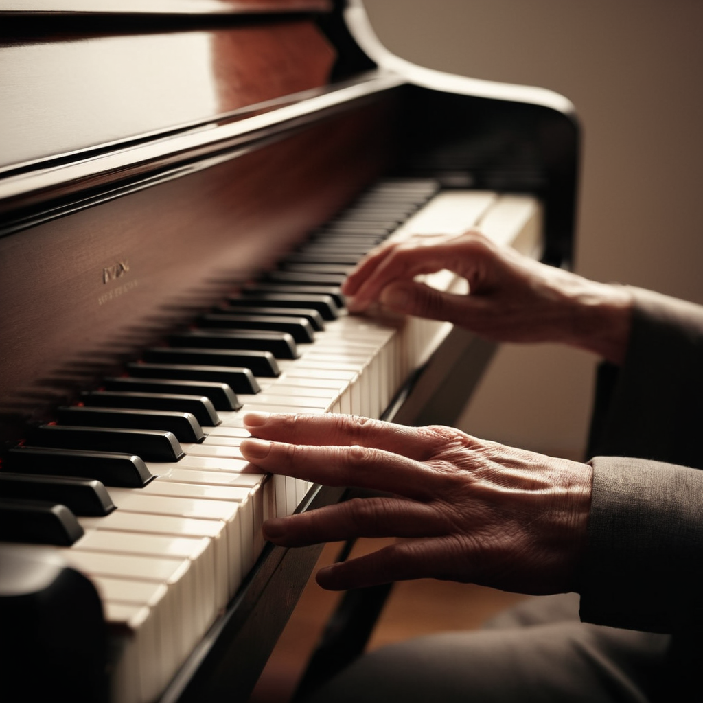 cinematic film still of  <lora:perfection style:0.9> wrinkles:1
A perfect photo of a person playing a piano with their perfect hands, perfection style, shallow depth of field, vignette, highly detailed, high budget, bokeh, cinemascope, moody, epic, gorgeous, film grain, grainy