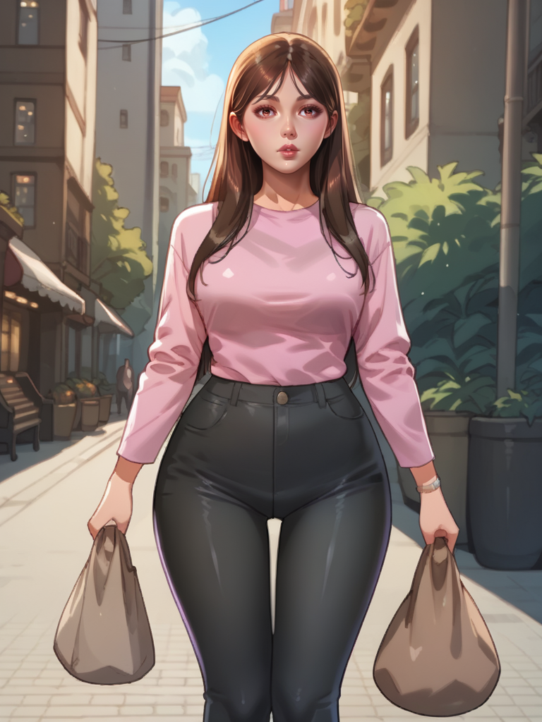 score_9, score_8_up, score_7_up, score_6_up, source_anime, <lora:neg4all_bdsqlsz_V3.5:2.0> Hayoung, 1girl, long hair, brown eyes, brown hair, bag, pink shirt, black pants, outdoors, long sleeves, thigh gap, standing, pantylines, lips
 <lora:PGKYooHayeong-125reps-PROD:1>