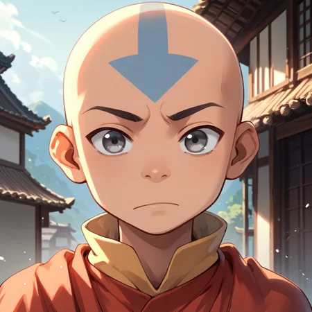 score_9, score_8_up, score_7_up, score_6_up, score_5_up, score_4_up, 1boy, Aangava, grey eyes, avatarstate, bald, portrait