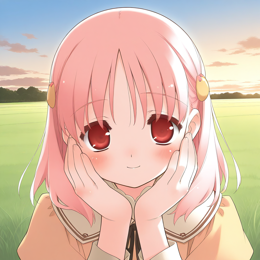 general,highres, ultra-detailed,very aesthetic,best quality ,best hands,  BREAK <lora:Kiriyama_Sakura_IS:1> KiriyamaSakura, pink hair, red eyes, hair ornament,  head shot,
grass, sky,