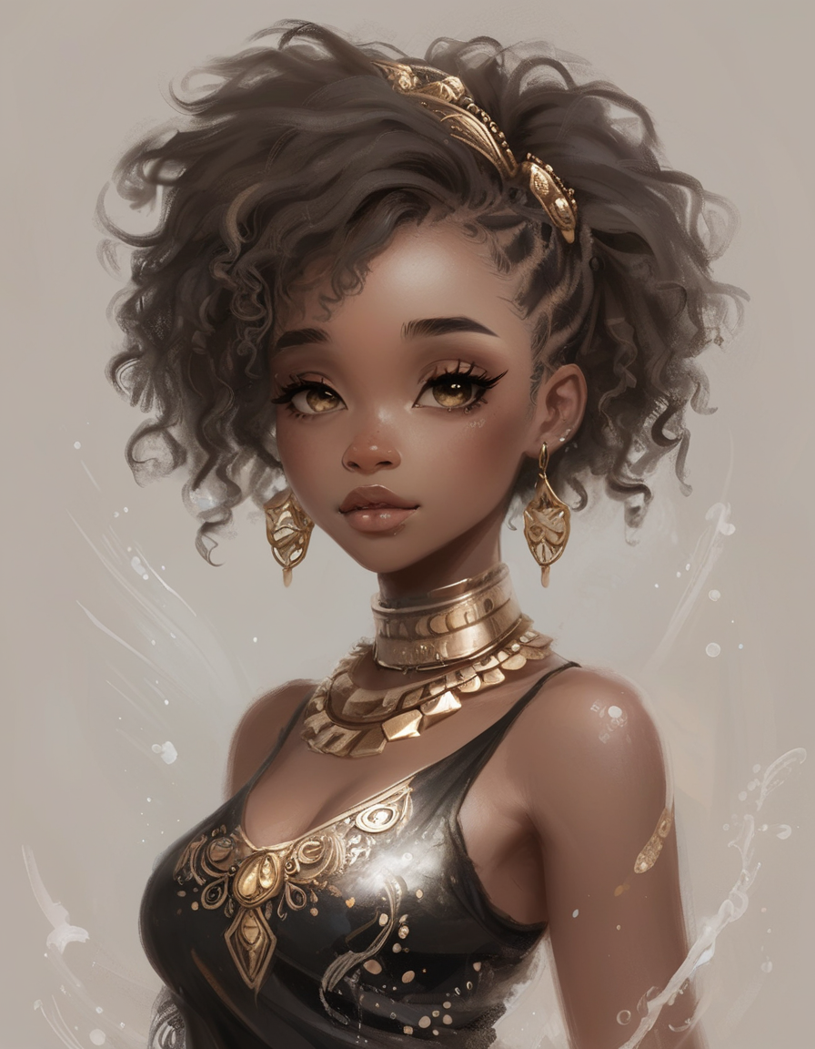 african hydropunk princess  <lora:novuschroma31 style_b3:1> novuschroma31 style