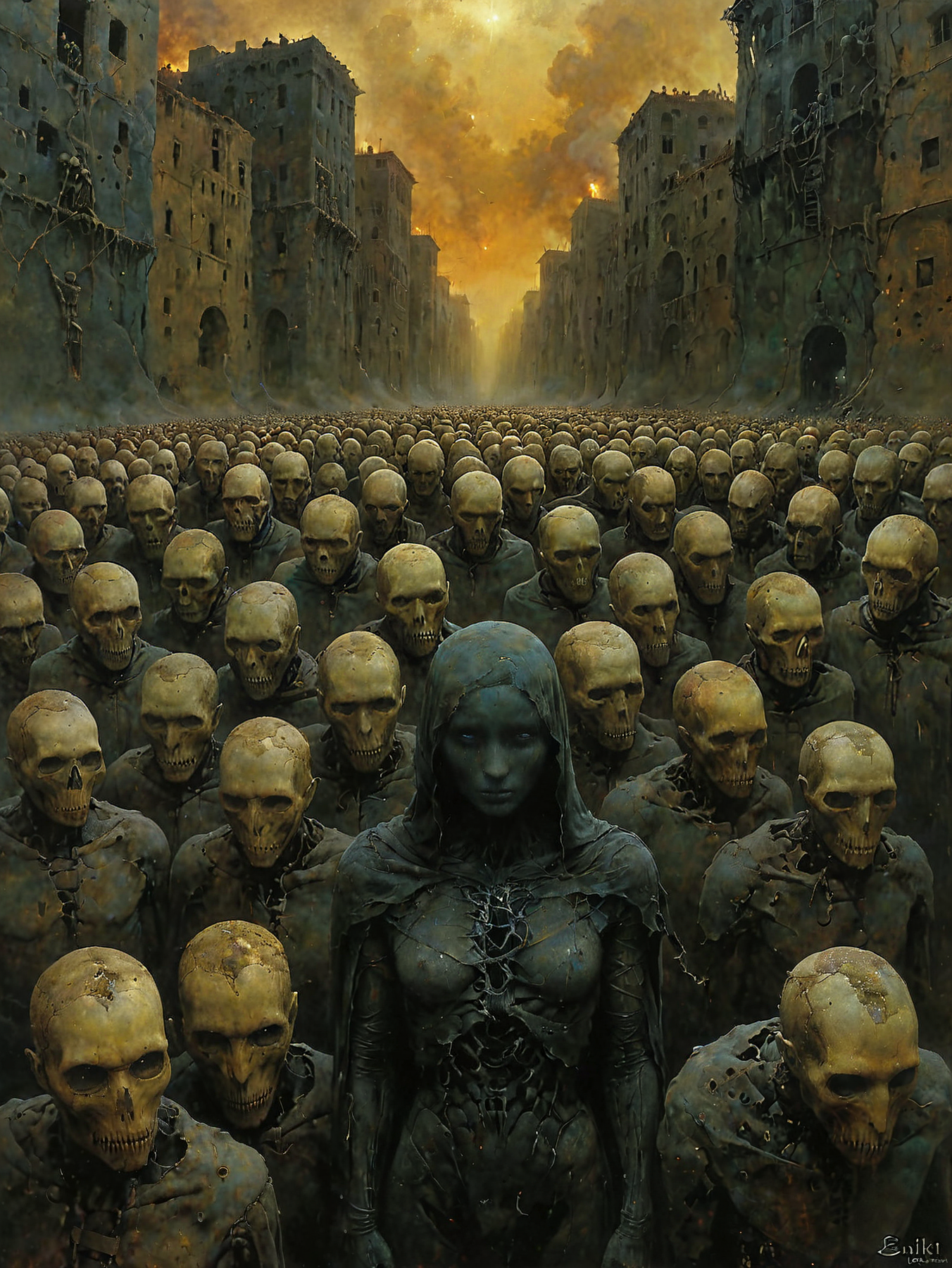 Professional photo.

"Safety in numbers"

<lora:OMG-Is-DucHaiten_v1.0:1.0>
<lora:sdxl_lora_beksinski-000018:0.4> digital artwork by Beksinski 
<lora:The_Dark_Side_of_the_Earth:0.2>