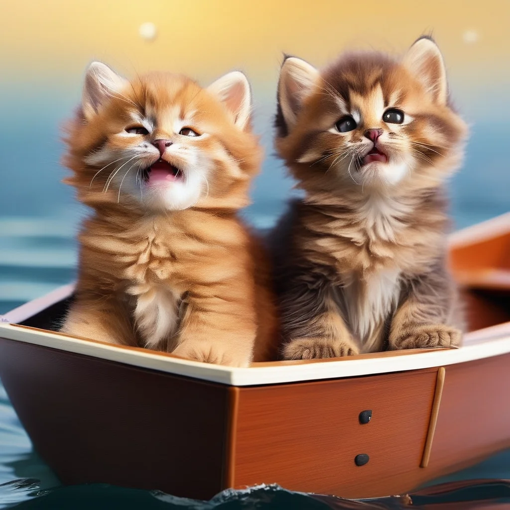r4alc4ts kittens, group, in a boat, adorable, high quality, <lora:fluffykitten_XL_LoRA:1.0>