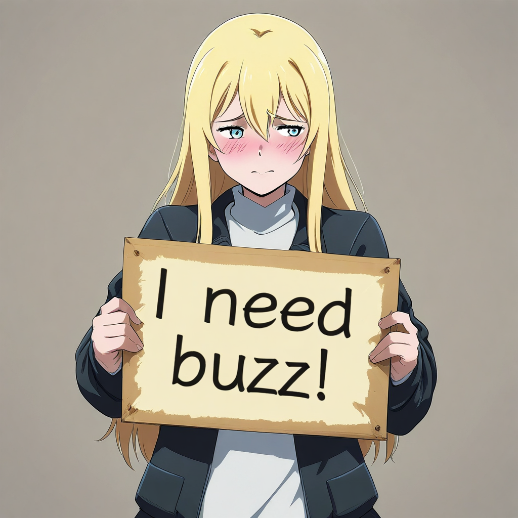 masterpiece, need_buzz, holding sign, source_anime, 1boy, blonde hair, silver eyes, shy, looking away