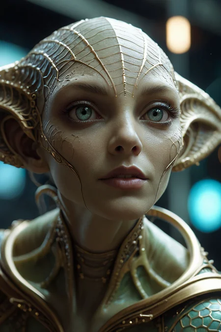 cinematic film still famous artwork by (fay jones:1.1) and (scott m. fisher:1.2) and (jesper ejsing:1.3) and (wayne reynolds:1.4), (dramatic scene:1.2), (fractal art:0.8), fantasy style, dynamic angle,
female [Poochon:alien:.1] looking Teasing, A playful smirk, a raised eyebrow, and a hint of dominance. into the camera  <lora:add-detail-xl:3> . shallow depth of field, vignette, highly detailed, high budget, bokeh, cinemascope, moody, epic, gorgeous, film grain, grainy