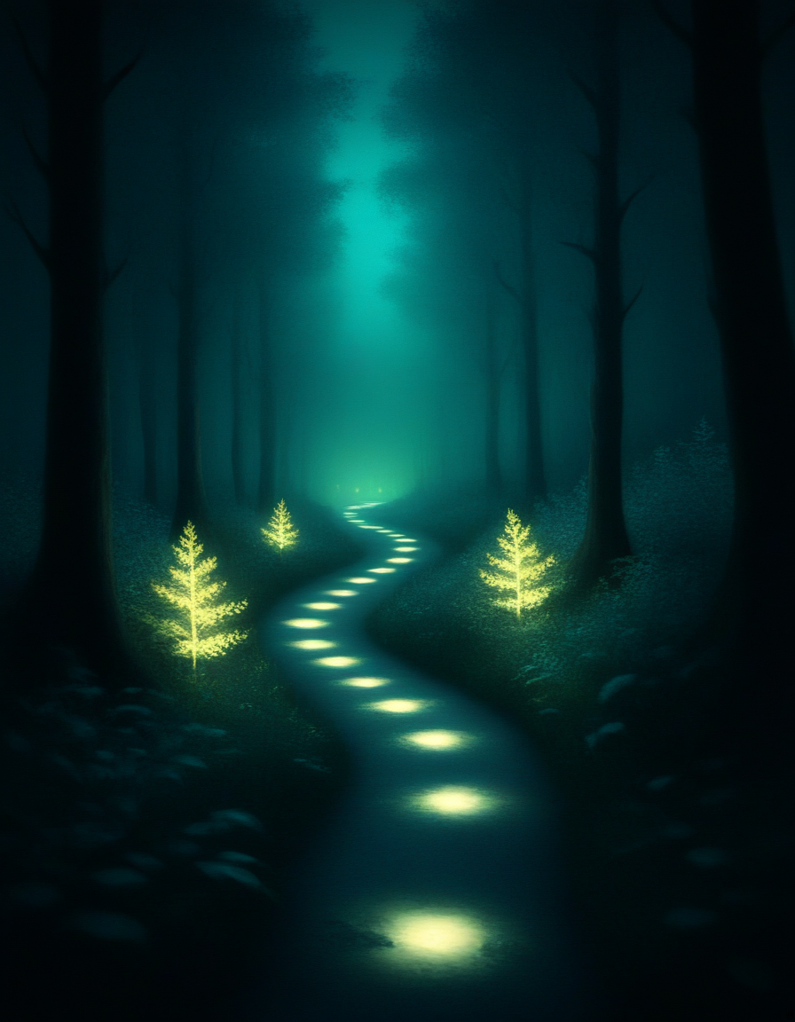 <lora:020_nvcmsdx_1:1> path through a forest nvcmsdx glow