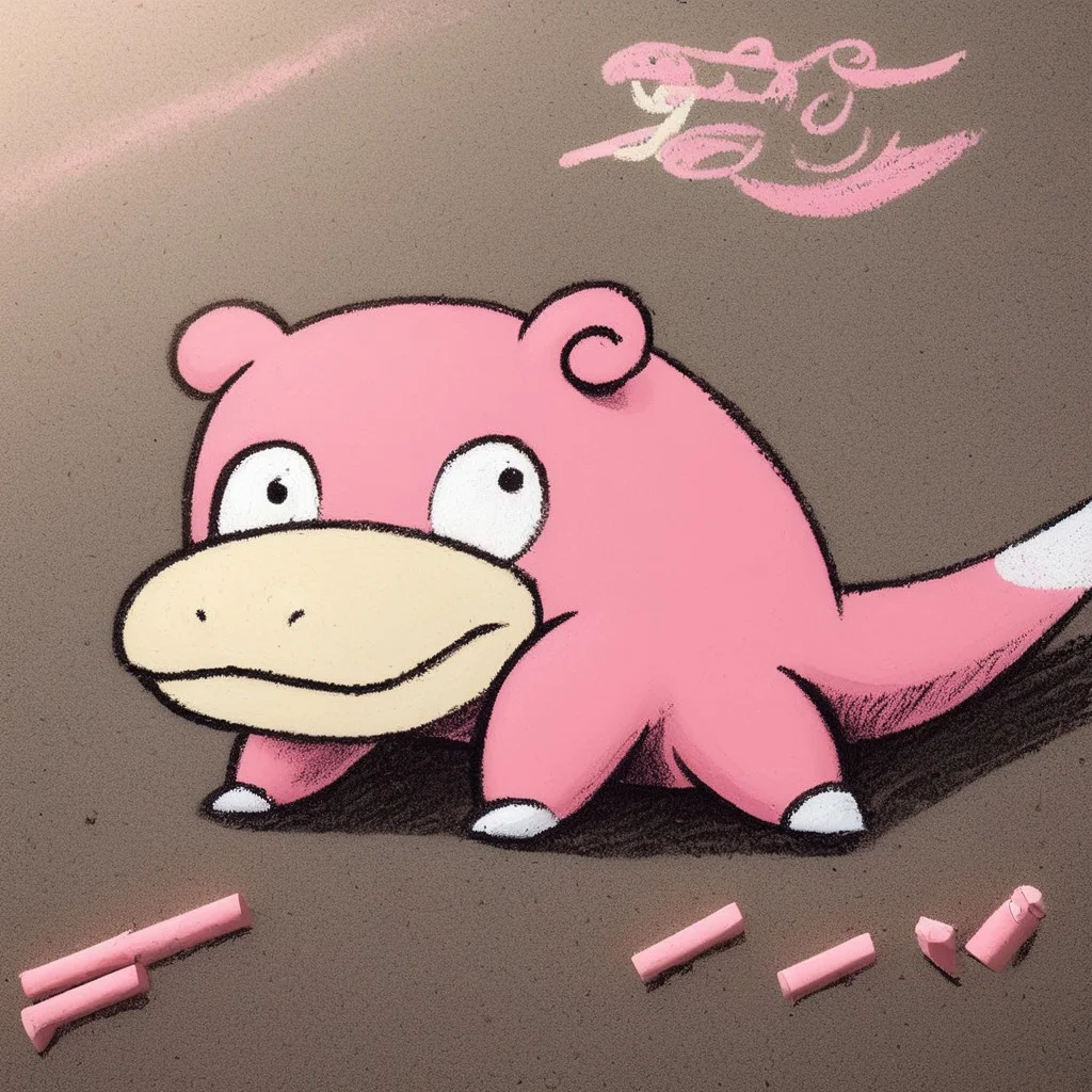 ch4lkdr4wing, chalk, 1boy, solo, slowpoke