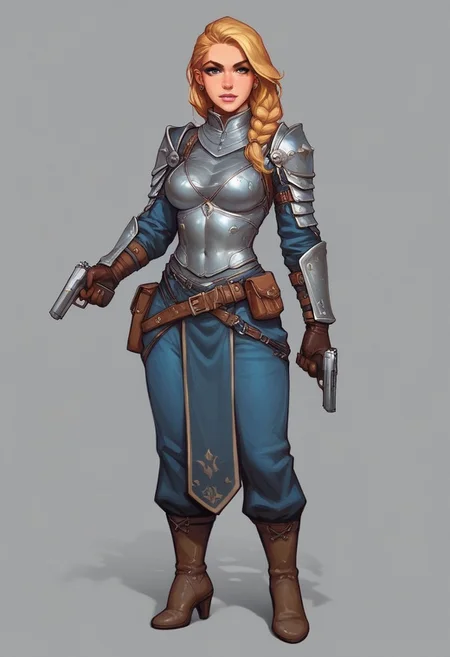 extremely detailed
((full-clothed armor)), ((long big pistol in hands, handgun in hands)), medieval style
BREAK
strange world background score_9, score_8_up, score_7_up, score_6_up, source_cartoon, rating_explicit, Expressiveh, (((((full body))))), dynamic pose