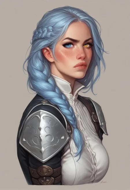 cinematic, (master piece), (best quality), (ultra-detailed), very aesthetic, illustration, perfect composition, intricate details, (best quality, hires textures, high detail:1.2), Mesmerizing, Dimpled, Complete Heterochromia, Almond-shaped, Gray/Silver, Long Hair Styles Layers, Fair, Minimalist, Eclectic, Sloppy, Disheveled, Pout, Blush, Determined, Fidgeting, Dominance, Fist Pump, Freckles, Frieren, owoface (((full-clothed))), ((long big sword in hands, sword in hands))
BREAK
strange world background score_9, score_8_up, score_7_up, score_6_up, source_cartoon, rating_explicit, Expressiveh, (((((portrait))))), dynamic pose