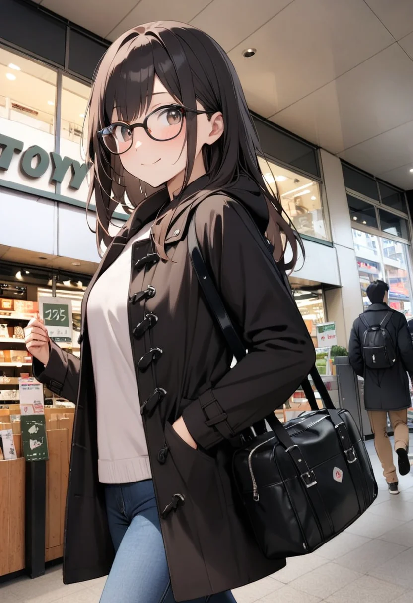 masterpiece, best quality, very aesthetic, absurdres,
1girl, solo, glasses, black hair, long hair, duffle coat, black bag, smile, looking at viewer, solo focus,
ths, storefront, photo background, multiple boys, pants, bag, jeans, walking, indoors, black hair, shirt, brown hair, shop
<lora:sannomiya_hands_SDXL_V1:0.8>