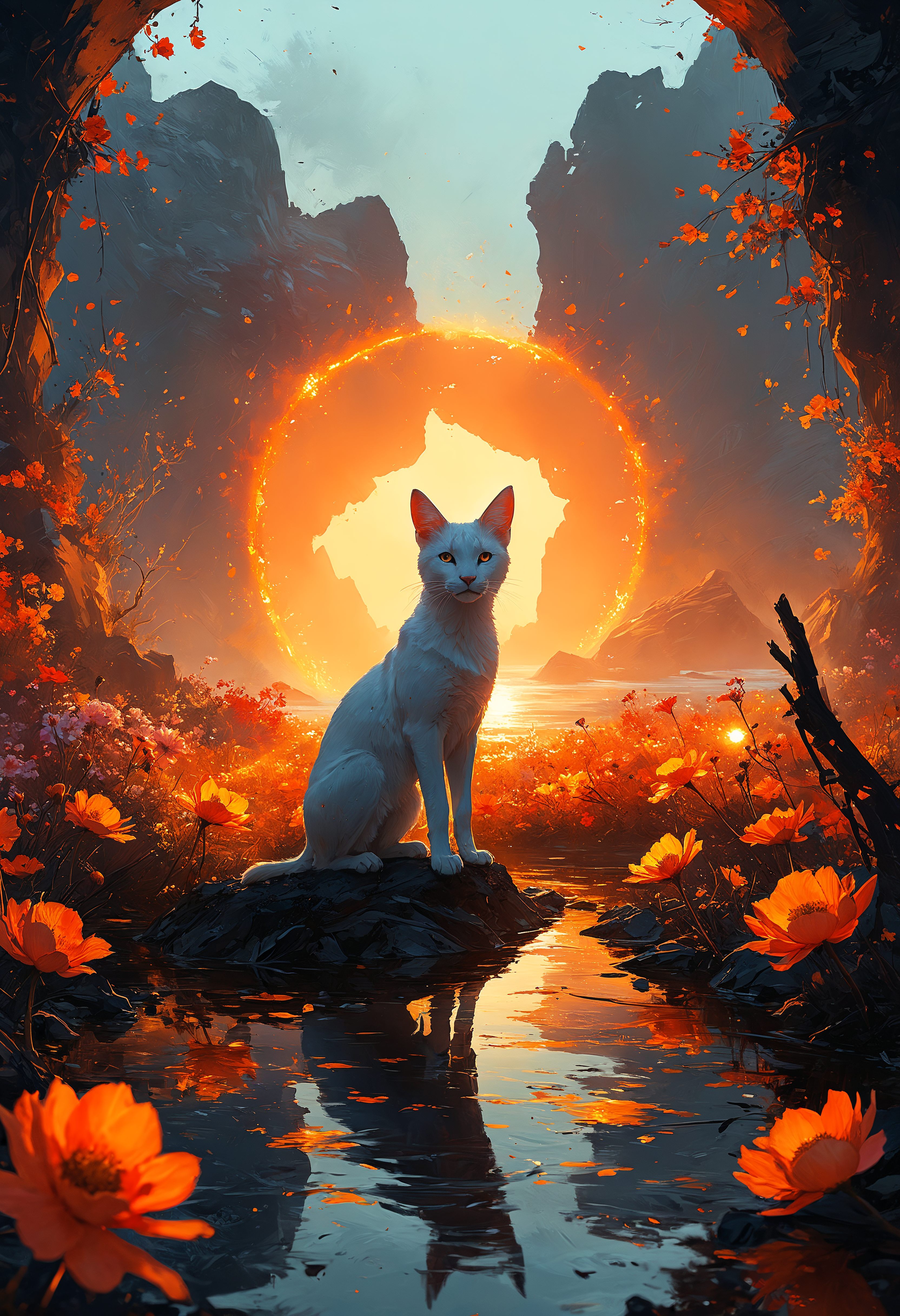 concept art Set in a bleak, desolate world where the land is scorched and the air is filled with the ashes of a long-forgotten fire, the scenery speaks of unending sorrow and loss. Amidst this sea of despair, a solitary bright light shines, emanating from a circle of glowing flowers that seem almost otherworldly in their brilliance. These flowers bathe the surrounding area in a soft, warm glow, creating a stark contrast to the cold, dark environment. At the center of this luminous haven stands a creature of light, a radiant being with a graceful form and an aura of pure energy. This creature, both ethereal and powerful, embodies the last vestiges of hope and beauty in a world consumed by darkness<lora:add-detail-xl:1> <lora:MJ52:0.5>  <lora:sss:0.5> <lora:zavy-flrscnc-sdxl:0.3>, impasto painting art style, thick and textured brushwork, vibrant colors, tactile quality, expressive strokes, dynamic compositions, bold contrasts, dramatic lighting effects, immersive texture, professional-grade finish, adds depth and dimension, creates visual interest . digital artwork, illustrative, painterly, matte painting, highly detailed