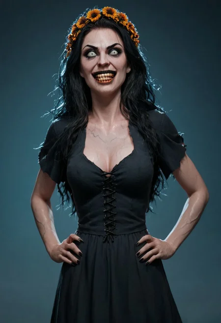score_9, score_8_up, score_7_up, score_6_up,1girl, source_photo, source_real, 3/4 portrait,
deep one
valak valak valak valak valak valak
ral-wtchz
possessed witchpossessed witchpossessed witchpossessed witchpossessed witchpossessed witchpossessed witch
veiny medium breasts, cleavage, veiny skin
black midsummer dress,
dead brown flower crown, dead brown flower crown, withered flower crown
possessed witchpossessed witchpossessed witchpossessed witch
, folk horror woman,wearing black peasant clothes,, long black hair, scary, , pale, grey eyes, long tangled black hair, , hands on hips, front view, very pale skin, veiny skin,, evil smile, grey eyes, black peasant clothes, red lighting, horror, scary face, monstrous, evil,, red lighting, Expressiveh, g0thicPXL, glowing, neon,, zPDXL2, black peasant clothes