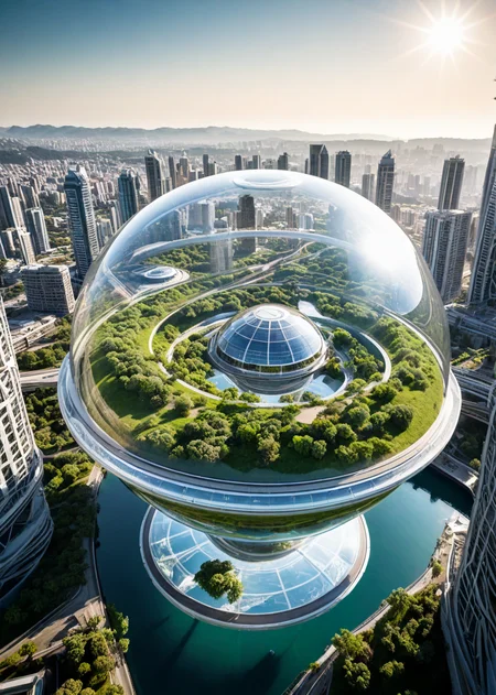 (pui:0.01) Scenic view from ((Floating, transparent platform:1.10) above the city, ) looking down into futuristic (eco-friendly city:1.17) nestled within (pristine alien landscape:1.16), (sustainable architecture:1.15) blending seamlessly with (natural surroundings:1.14), (giant transparent dome:1.13) encasing (luminous city center:1.12), (elevated transport lines:1.11) crisscrossing (skybridge:1.10), (public hovercraft:1.09) zipping by, (flying cargo drones:1.08) delivering goods, (solar panels, |}hydroelectric generators, harnessing (planet's natural energy:1.07), (green spaces:1.06) interspersed with (modern structures:1.05), (alien wildlife:0.94) roaming freely, (distant planets visible:0.93), (soft, colorful light:0.92) emanating from city's organic curves, glowing architecture (peaceful atmosphere:1.18), (harmony with nature:1.16), (innovative design:1.15), (utopian vision:1.14), (eco-friendly innovation:1.12), (celestial backdrop:1.11), luminous, iridescent waterfalls, flying, translucent creatures, intricate, bioluminescent gardens, hovering, levitating vehicles, transparent, domed greenhouses refraction, sun rays, clear transparent water (high image quality:1.08), (RAW:0.72),high definition,(aesthetic:0.72), <lora:LCMTurboMix_Euler_A_fix.safetensors:0.96:0.3> <lora:sdxl\pony-realism-22-nsfw-photo.safetensors:0.85:0.18> p13,s1
