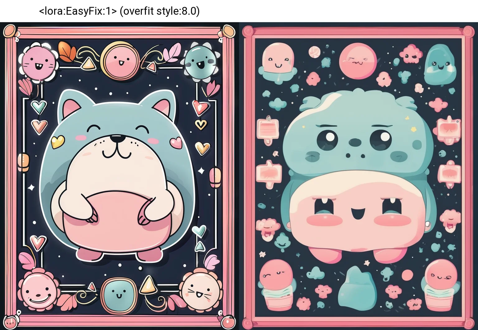 framed cute kawaii megalomaniac pattern in a picture frame sharp vector