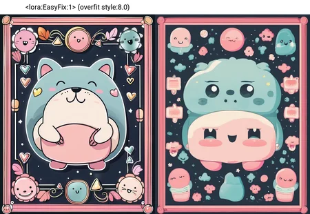 framed cute kawaii megalomaniac pattern in a picture frame sharp vector