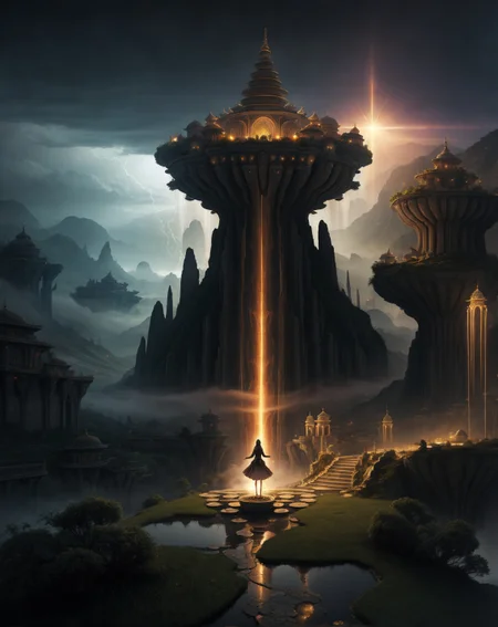 Celestial Zen: (floating islands), (lotus mandalas), (void waterfalls), (meditative symmetry)Abandoned mountain terraces giant aqueducts,Decoy projection ambush in favela streets with grid overlay,Virga storm: Phantom rain evaporating into arabesque patterns,
hyperrealistic surrealism,ultra-detailed,intricate textures,luminous colors,cinematic lighting,dramatic perspective,volumetric atmosphere,8k UHD,sharp focus, professional color grading, 1girl
<lora:extremely_detailed:0.8> extremely detailed,
<lora:DetailMaximizer:0.7>,
<lora:offset_0.2:0.7>,
<lora:add-detail-xl:0.3>,
<lora:aidmaMJ6.1_v0.5_2:0.7> aidmamj6.1,
<lora:Consistency Corrector XL:0.3>, Retrofuturism painting art style, nostalgic composition, combines retro aesthetics with futuristic elements, Baroque art style, dynamic composition, dramatic lighting, rich colors, intricate details, professional-grade execution, captures the grandeur and theatricality of the Baroque period