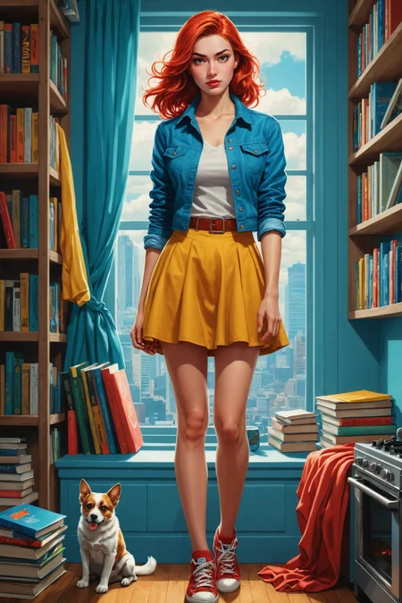 by Natalia Rak and Reylia Slaby in the style of Svetlin Yosifov, cute fit 18 year old woman, comic book illustration<lora:comic_book_illustration:2.00> , full body length <lora:more_art:0.20><lora:huge_anime_eyes:0.85><lora:attractive:0.75><lora:great_lighting:1.00><lora:aesthetic:0.85><lora:photorealistic_portrait:0.85><lora:clothing_slider:1.00><lora:RMSDXL_Enhance:0.45><lora:RMSDXL_Creative:0.35><lora:RMSDXL_Photo:0.45><lora:RMSDXL_Darkness_Cinema:0.50><lora:XDetail_heavy:0.45><lora:perfect_eyes:0.15><lora:perfect_hands:0.15><lora:midjourney:-0.15><lora:looking_at_viewer:0.75>