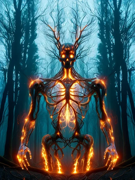 (corrupted tree fae asymmetrical robotic, vibrant upside down forest, (inside burning combat destruction bomb explosion fire cinder warfare war)) <lora:tranzp-sdxl:1> tranzp, visible organs, visible bones