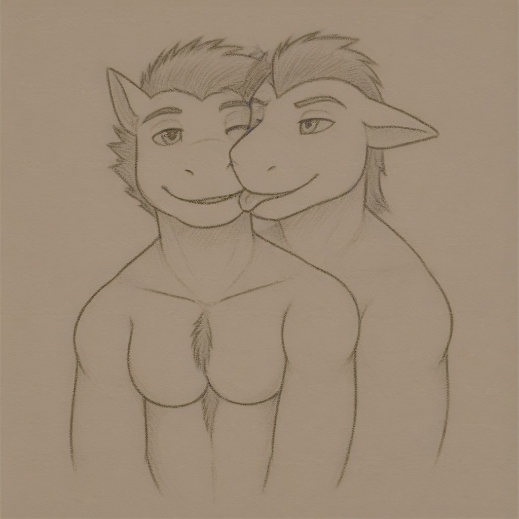 Sotamusora art, Sotamusora_Artstyle, Sotamusora Artstyle, anthro shark, handsome, bara, shirtless, chest hair, manly, gay kiss, gay male focuse, romantic kiss, out near a forest