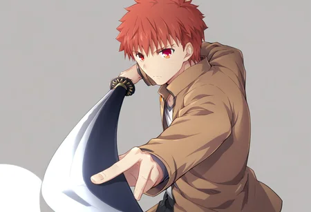score_9, score_8_up, score_7_up, source_anime, shirouemiya, 1boy, male focus, homurahara academy school uniform, solo, school uniform, yellow eyes, red hair, jacket, long sleeves, brown jacket, shirt, short hair,
<lora:gatotsu-stance-ponyxl-lora-nochekaiser:1>, gatotsu stance, weapon, sword, katana, holding weapon, holding, holding sword, foreshortening,