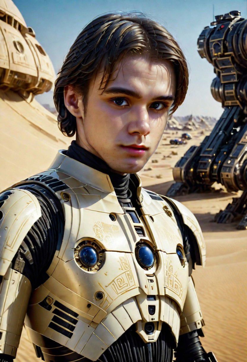 cinematic photo long shot portrait of a (black) ivory mechanical warmachine (with beautiful black hair a man inside 18-20 years old) with (gold) and (black) on a scifi battlefield,high details,sci-fi,subsurface scattering,hyper realistic,concept art,illustration,extremely detailed,extremely intricate,extremely sharp lines,sharp focus,fascinating,4k,8k,smooth,masterpiece,award-winning,art by jim lee,art by wlop,full body shot,. 35mm photograph,film,bokeh,professional,4k,highly detailed,curi